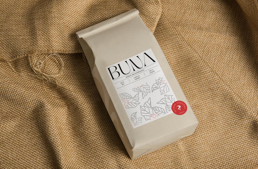 Packagings du café en grain robusta de la marque Buna