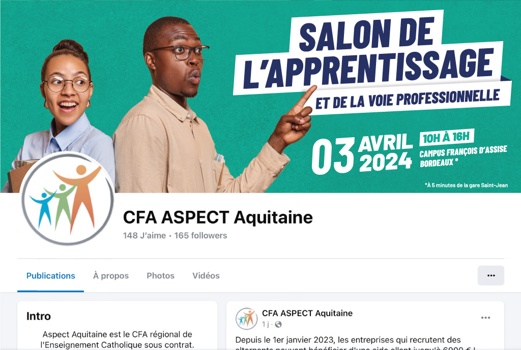 Bannière Facebook pour l'événement du salon de l'apprentissage 2024