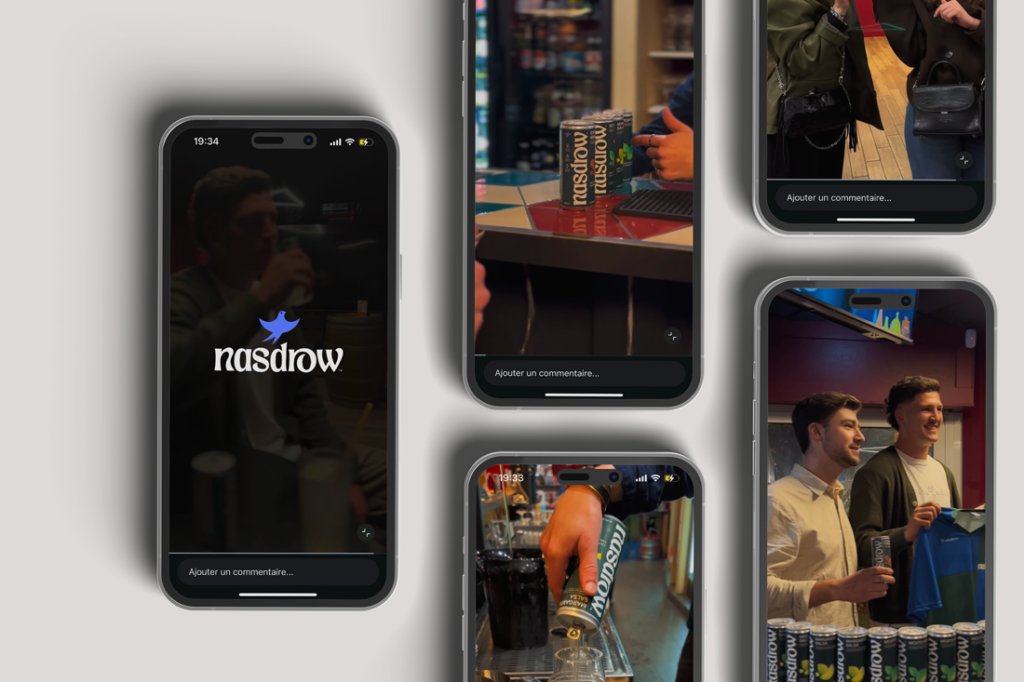 Montage vidéo pour la marque de mocktail Nasdrow lors de la soirée de lancement en compagnie du joueur de l'UBB Nicolas Depoortere