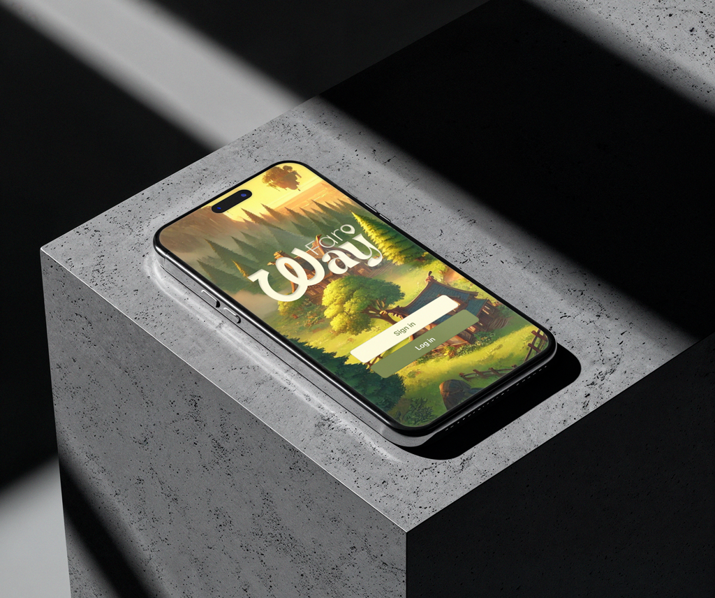 Mockup de la page d'accueil de l'application Wayfar